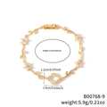 Modisches Goldarmband mit Zirkonia-Kleeblüten, Länge 17 cm und Gewicht 5,9 g für Damen - Weiße Blume Goldener Zweig (B00768-9)