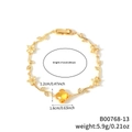 Vergoldetes Kleeblatt-Armband mit gelbem Stein und Zirkon-Blättern, 17cm Länge - Gelbe Blume Goldener Zweig (B00768-13)