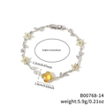 Silbernes Armband mit gelbem Kristall-Kleeblatt und floralem Rankendesign für Damen - Gelbe Blume Silberner Zweig (B00768-14)