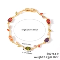 Goldenes Blatt-Armband mit bunten Zirkonia-Steinen und 18cm Längenangabe - Gold + Regenbogen Mehrfarbig (B00764-9)