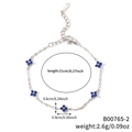 Silver bracelet with five blue flower zircons and adjustable lobster clasp chain - Silver Chain Blue Flower (B00765-2)