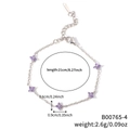 Elegant adjustable silver-tone bracelet with purple zircon flower motifs for women - Silver Chain Purple Flower (B00765-4)
