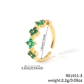 Anello aperto dorato regolabile con quattro quadrifogli verdi e finitura lucida in oro 18K - Fiore Verde Oro (R01051-3)