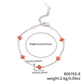 Silver micro-set flower bracelet with five orange charms, 21cm length with lobster clasp - Silver Chain Orange Flower (B00765-8)