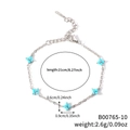 Silver steel bracelet featuring five turquoise clover flower charms and lobster clasp - Silver Chain Sky Blue Flower (B00765-10)