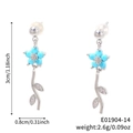 Orecchini a goccia in argento con trifogli blu cielo e cristalli brillanti - Stile Fiore Celeste Argento (E01904-14)