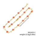 Collana floreale dorata con ciondoli fiori rossi e foglie di cristallo bianco - Stile Fiore Rosso Dorato (N01633-1)