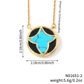 Golden round pendant necklace with blue star turquoise inlay on a black background - Blue Black Contrast Star Necklace (N01651-2)
