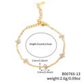 Gold chain bracelet featuring four white zircon flower pendants with 21cm total length - Gold Chain White Flower (B00765-13)