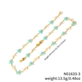 Elegante collana a vite dorata con fiori azzurri e zirconi a forma di foglia brillante - Stile Fiore Blu Chiaro Dorato (N01633-3)