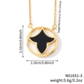 Minimalist gold necklace with black star pendant and fine chain, 2.18cm diameter - Black Classic Floral Necklace (N01651-3)