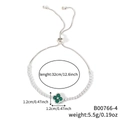 Silberfarbenes Kleeblatt-Tennisarmband mit grünen und weißen Zirkonia-Steinen - Silber mit smaragdgrüner Mitte Klee (B00766-4)