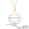 Elegantes Gold Kleeblatt Armband mit blauem Türkis und verstellbarer Boxkette - Gold mit himmelblauer Mitte Klee (B00766-5)