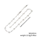 Elegante collana a fiori argentati con petali di zircone scintillanti e dettagli di foglie - Stile Fiore Bianco Argentato (N01633-6)