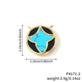 Goldene runde Kette mit schwarzem Anhänger und türkisfarbenem Sternen-Design - Anhänger Ohne Kette (P4171-2)