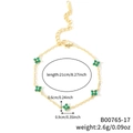 Goldenes Armband mit fünf grünen Kleeblättern und verstellbarer Länge 21 cm - Gold - Grüne Blume (B00765-17)