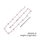 Collana a fiori delicata con petali in zircone rosa e catena d'argento regolabile - Stile Fiore Rosa Argentato (N01633-14)
