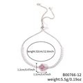 Bracciale regolabile in argento con pendente a quadrifoglio rosa e cristalli di zirconia - Trifoglio Argento con Centro Rosa (B00766-12)