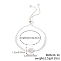 Elegante bracciale a quadrifoglio argento con zirconi e catena a cursore regolabile - Stile Quadrifoglio Interamente in Strass Argento (B00766-16)