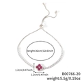 Bracciale argento regolabile con ciondolo a quadrifoglio rosso e dettagli in cristallo - Trifoglio Argento con Forma a Goccia Rossa (B00766-20)