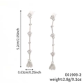 Pendientes trébol de plata con circonitas, longitud 5,2 cm y anchura 0,63 cm mujer - Estilo de Flor Plateada (E01909-2)