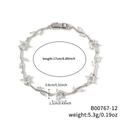 Pulsera plateada de flores y hojas con circonita, 17 cm de largo y 5,3 g de peso - Estilo de Flor Amarilla y Estrás Transparente en Tono Plateado (B00767-12)