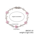 Pulsera de rama plateada con dijes de flores rosas y circonitas cúbicas de marquesa - Estilo de Flor Rosa y Estrás Transparente en Tono Plateado (B00767-22)
