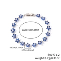 Elegantes Blumenarmband mit tiefblauen Zirkoniasteinen in Silber und Kastenverschluss - Dunkelblaue Blume Silberne Basis (B00771-2)
