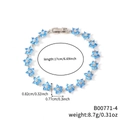 Blaues Blumenarmband mit 17cm Länge und synthetischen Edelsteinen in Silberoptik - Blaue Blume Silberne Basis (B00771-4)