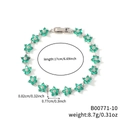 Elegantes silbernes Blumenarmband mit grünen Markis-Zirkonia und Klappverschluss - Grüne Blume Silberne Basis (B00771-10)