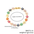 Elegantes Goldarmband mit bunten Zirkonia-Blütenblättern in Rosa Grün und Blau - Mehrfarbige Blume Goldene Basis (B00771-11)