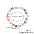 Buntes 17 cm Blumenarmband mit 12 Zirkonsteinen auf einer silbernen Metallbasis - Mehrfarbige Blume Silberne Basis (B00771-12)