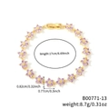 Eleganteres goldenes Blumenarmband mit lila Blüten und Zirkonia, Länge 17 cm - Violette Blume Goldene Basis (B00771-13)