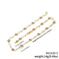 Exquisite gold vine necklace with purple clover gemstones and clear leaf stones - Purple Gemstone Gold Chain (N01639-3)