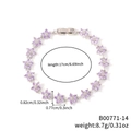 Elegantes Silberarmband mit dreizehn lila Blumen aus Zirkonia und Schnappverschluss - Violette Blume Silberne Basis (B00771-14)