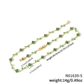 Golden clover necklace with green zircon petals, 40+5cm length, elegant fashion jewelry - Green Gemstone Gold Chain (N01639-5)