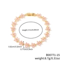 Elegantes Goldarmband mit rosa Zirkonblumen, Länge 17cm, Gewicht 8,7g für Frauen - Rosa Blume Goldene Basis (B00771-15)