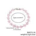 Elegantes Blumenarmband mit rosa Zirkon und fünfblättrigen Anhängern in Silber - Rosa Blume Silberne Basis (B00771-16)