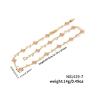 Golden clover necklace with pink gemstone flowers and adjustable chain for women - Pink Gemstone Gold Chain (N01639-7)