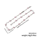 Pink zircon flower vine necklace in silver-tone finish with adjustable link chain - Pink Gemstone Silver Chain (N01639-8)
