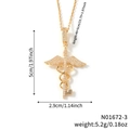 Golden Caduceus medical pendant necklace with white zircons for women and men - Gold Style (N01672-3)