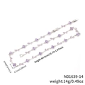 Elegant four-leaf clover necklace with purple and pink stones in a silver finish - Purple-Pink Vine Silver Chain (N01639-14)