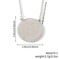 Silver circular pendant necklace with Arabic calligraphy and sparkling zircon halo design - Round Plate Necklace (N01670-1)