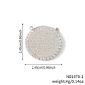 Silver disc necklace pendant with zircon stones and Arabic engraving for women - Pendant Only (Without Chain) (P5221-1)