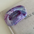 Blue marble tie-dye hair claw clip with flat oval cutout design made of high-quality ABS - 9# Purple Blue Texture Oval Claw