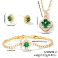 Detailed size specifications for gold clover necklace, bracelet and earrings set - Gold Green Zirconia Style (TZ00291-2)