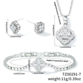 Detailed size parameters of silver four-leaf clover jewelry set with white zirconia - Silver White Zirconia Style (TZ00291-7)