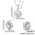 Silver clover jewelry set with necklace and earrings featuring white cubic zirconia - Silver Base White Zirconia (TZ00304-3)