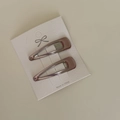 Minimalist colorful drip oil teardrop BB hair clips set in rose gold and purple - Pink