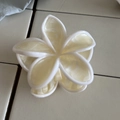 Dettaglio molletta per capelli a fiore in acetato con finitura marmorizzata lucida - Beige Flower